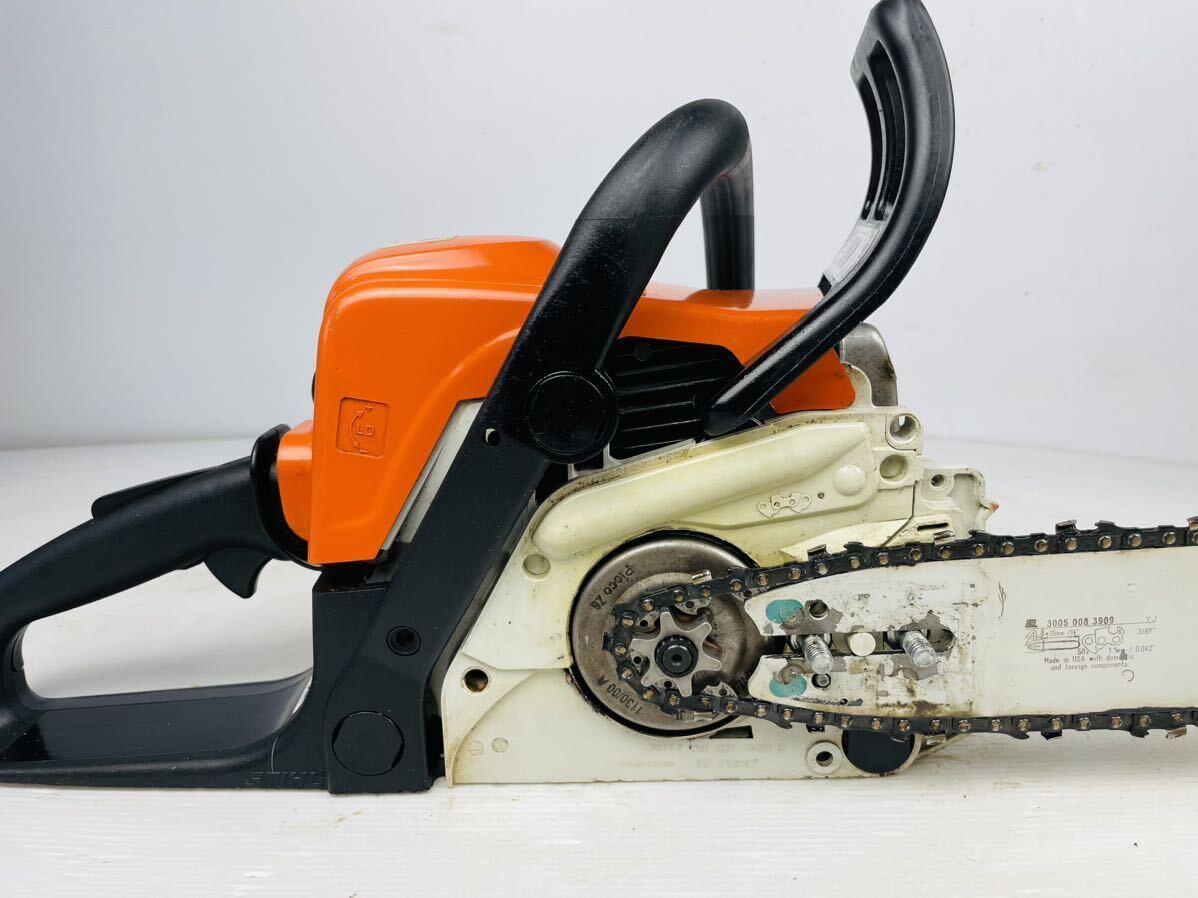 【No672】スチール STIHL MS170C エンジンチェーンソー エンジン始動確認 簡易動作確認済み ※部品違い欠品あり_画像6