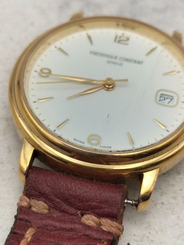 C64 1円~ 稼働品 フレデリックコンスタント FC300/310×35/36 FREDERIQUECONSTANT 自動巻き デイト 腕時計 白文字盤 ステンレス 社外ベルト_画像2