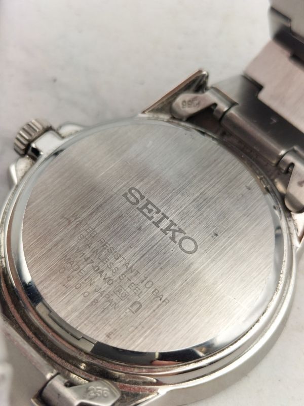 C50 1円～ 稼働品 セイコー SEIKO スピリット ソーラー V147-0AV0 腕時計 アナログ デイト ラウンド ブルーカラー文字盤 ステンレス メンズ_画像8