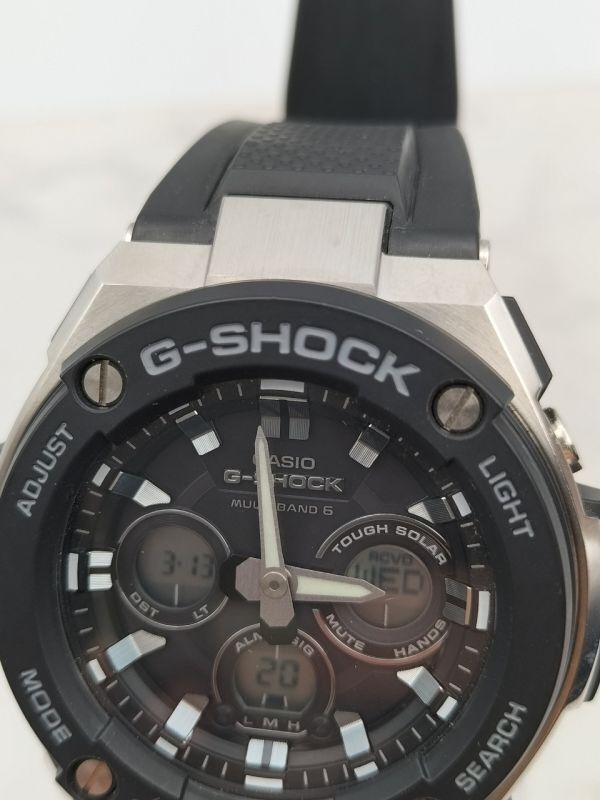 C69 1円～ 稼動品 カシオ CASIO G-SHOCK G-ショック GST-W300 アナデジ タフソーラー 腕時計 黒 ブラック ステンレス ラバーバルト_画像3