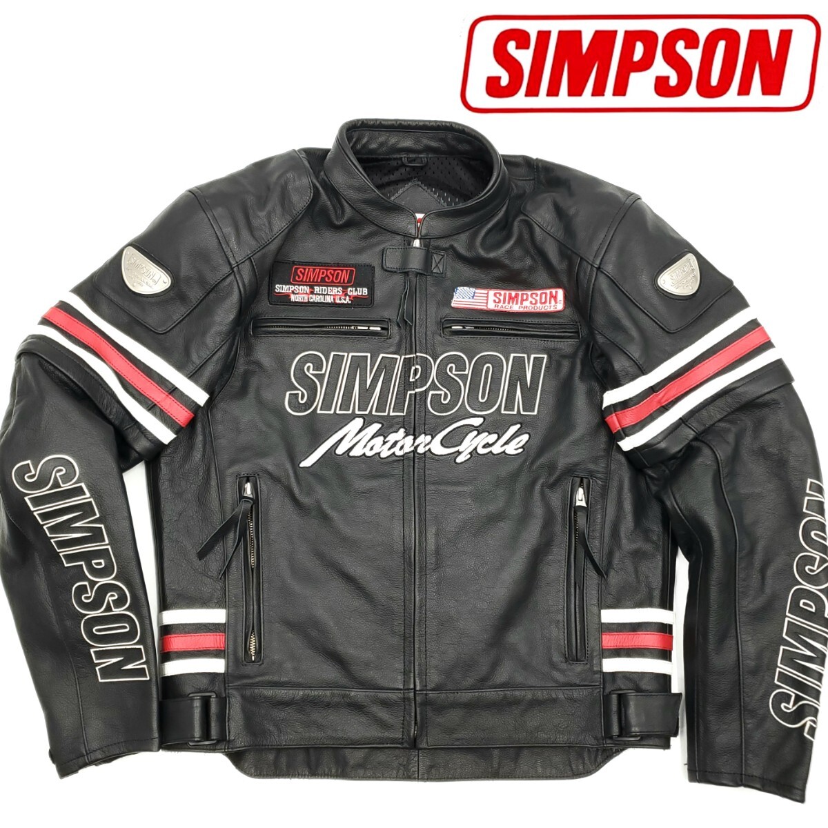 美品2way牛革 SIMPSON アーム着脱式レザーライダースジャケット 美品2way牛革 SIMPSON アーム着脱式レザーライダースジャケット