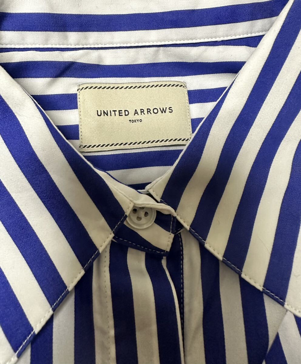 UNITED ARROWS ユナイテッドアローズ C STN ビッグシルエット ストライプシャツ ブルー 38 USED_画像2