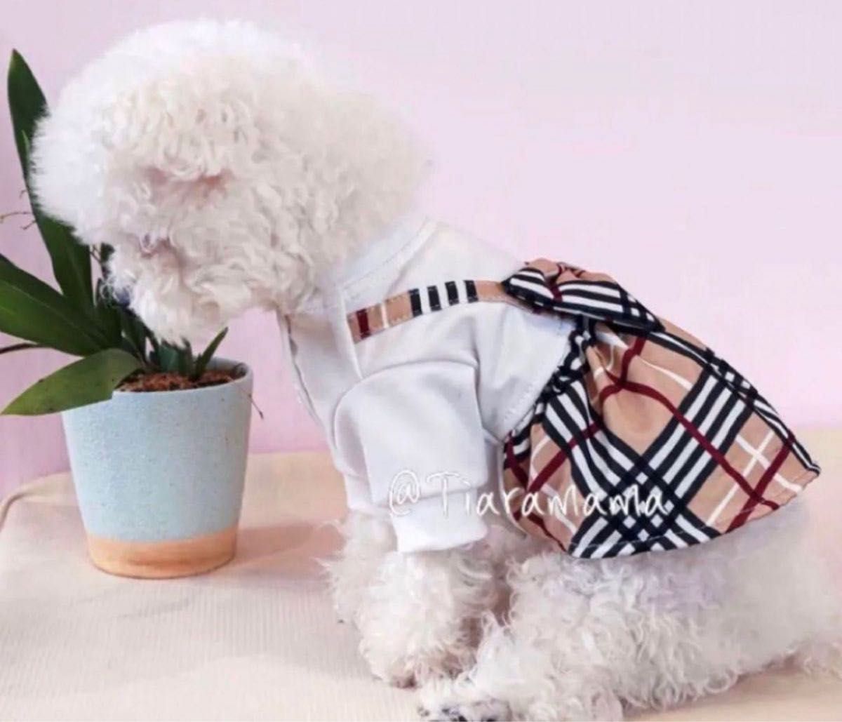 フリルスカート フリフリ タータンチェック可愛い2wayワンピース　犬服　猫服　ペット用品