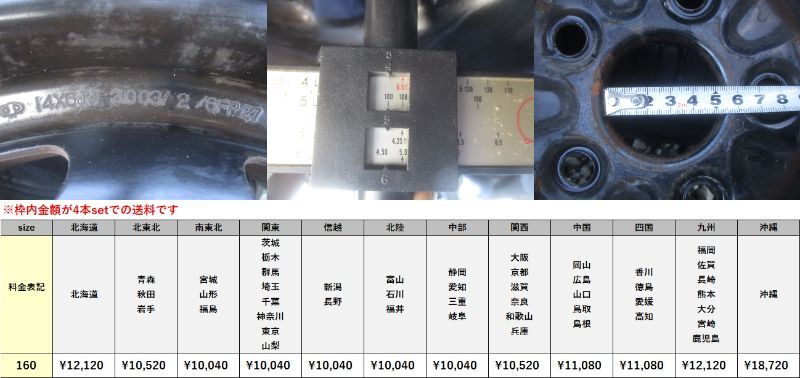 ☆H648【2023年製造・バリ溝】スチールホイール 5穴 PCD100 ラジアルタイヤ付き 4本set DUNLOP ENASAVE EC204 185/70R14の画像5