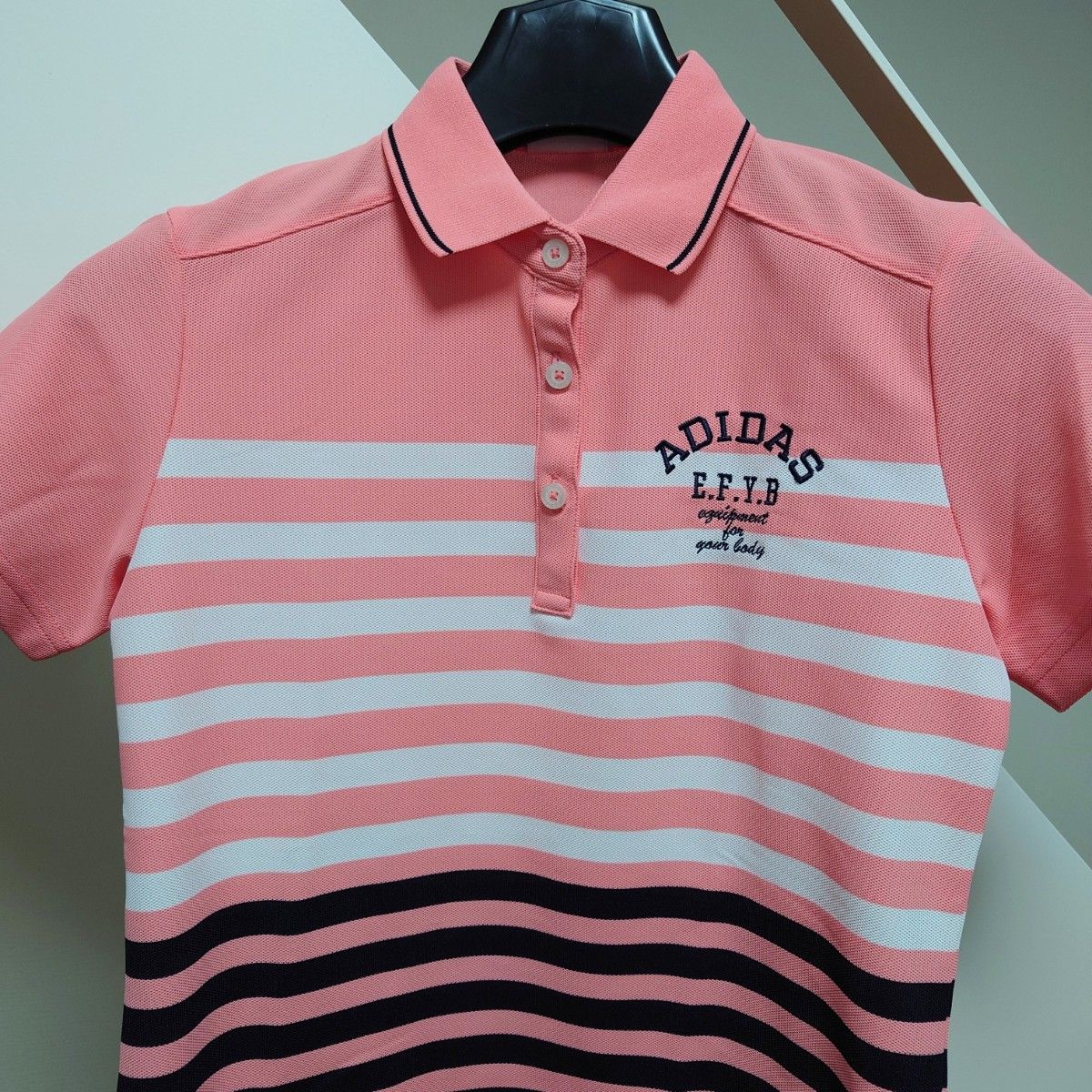 adidas golf アディダスゴルフ アディダス ゴルフ レディース 半袖 ポロシャツ シャツ ピンク ボーダー M