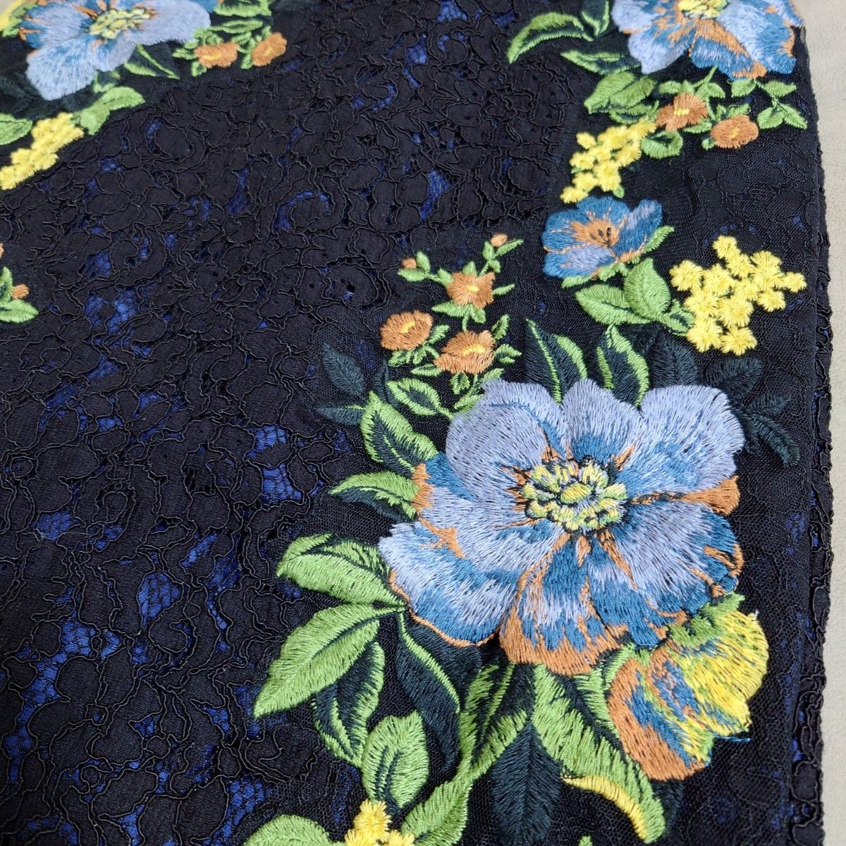 グレースコンチネンタル ブラック レース 刺繍 花柄 ノースリーブ ワンピース ドレス 36