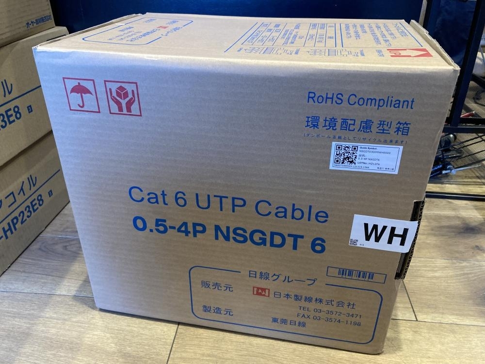 020♪未使用品・即決価格♪日本製線 UTPケーブル　WH　Cat6 NSGDT6　0.5-4P　300m ①_画像1
