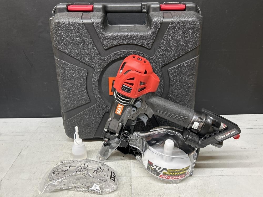 019■未使用品・即決価格■MAX 50mm高圧釘打機スーパーネイラ HN-50N4(D)-G ※ケースに傷あり
