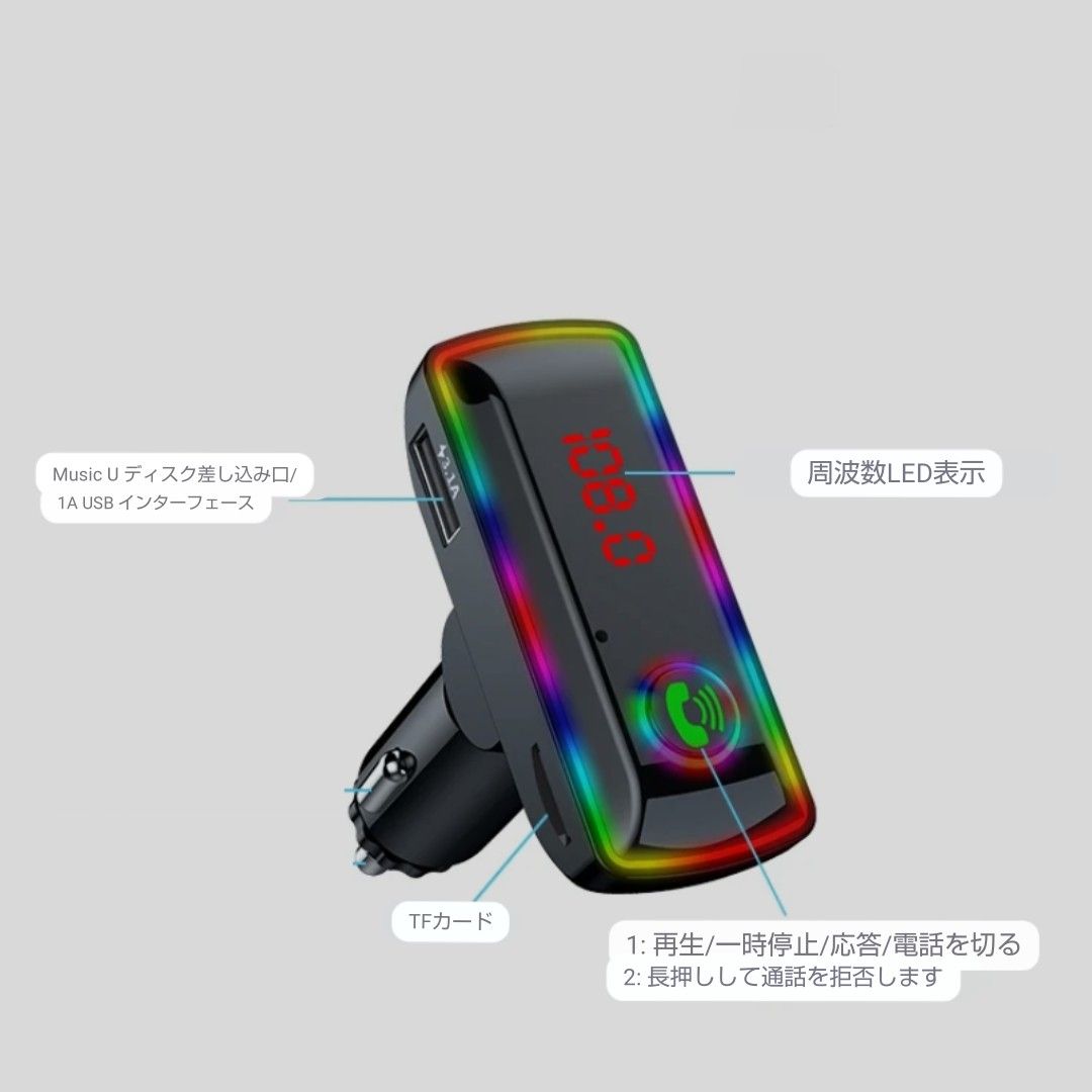 ■送料無料　Bluetooth  FMトランスミッター 音楽再生 同時充電器 スマホ ハンズフリー通話　 SDカード USB