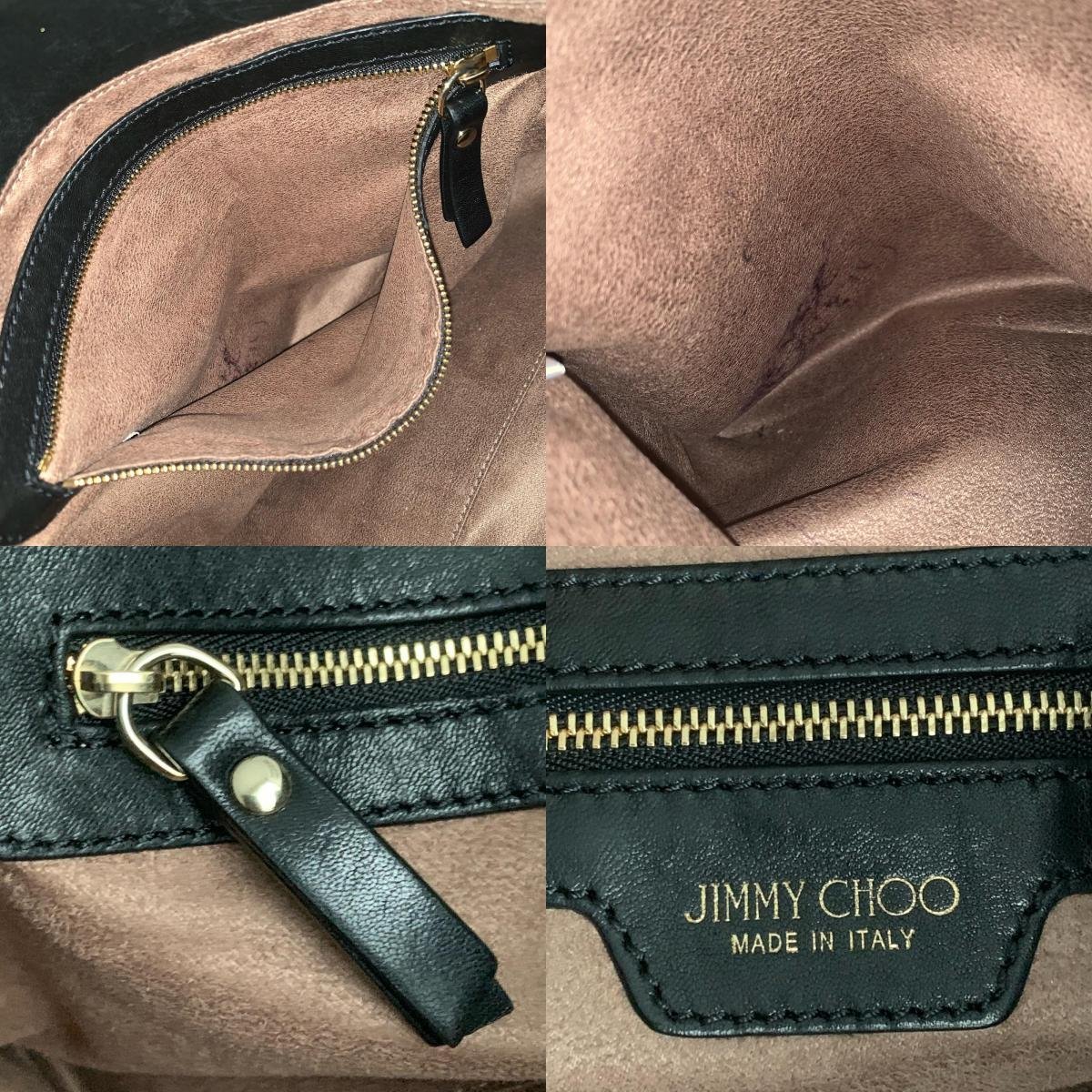 1円 JIMMY CHOO ジミーチュウ トートバッグ ピンクスタースタッズ グラデーション レザー ブラック 限定品_画像7