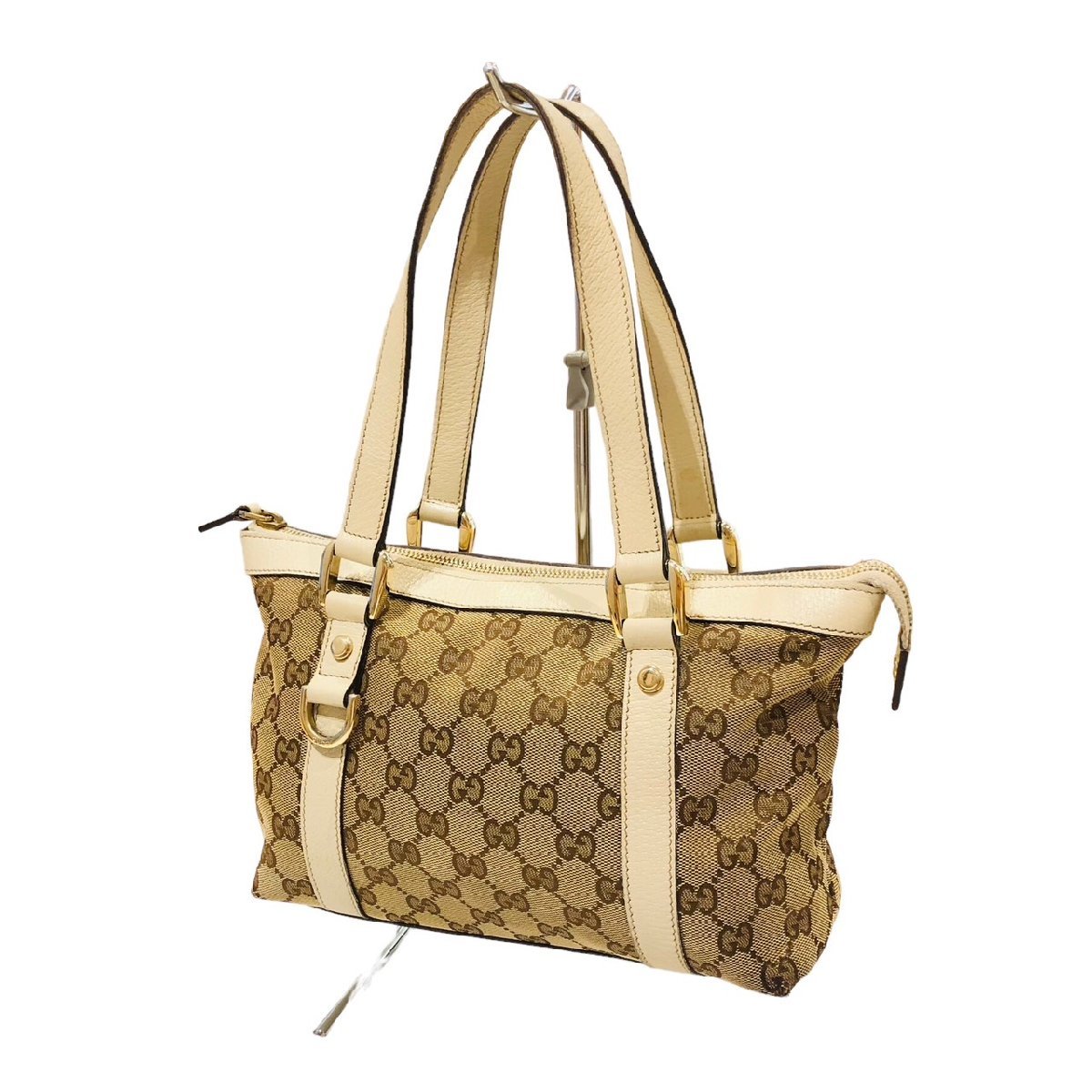 GUCCI グッチ GG柄 ハンド バッグ GGキャンバス ミニトートバッグ ハンドバッグ ショルダーバッグ ベージュ系 141471 レディース_画像1