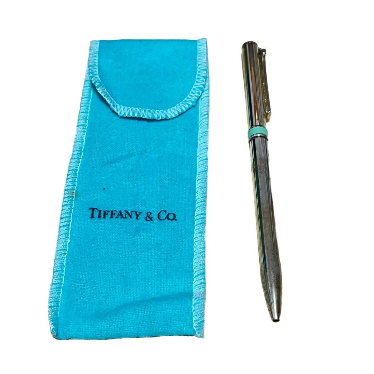 TIFFANY&Co. ティファニー ボールペン Tクリップ ツイスト式 ブルー スターリングシルバー 925 文房具_画像1