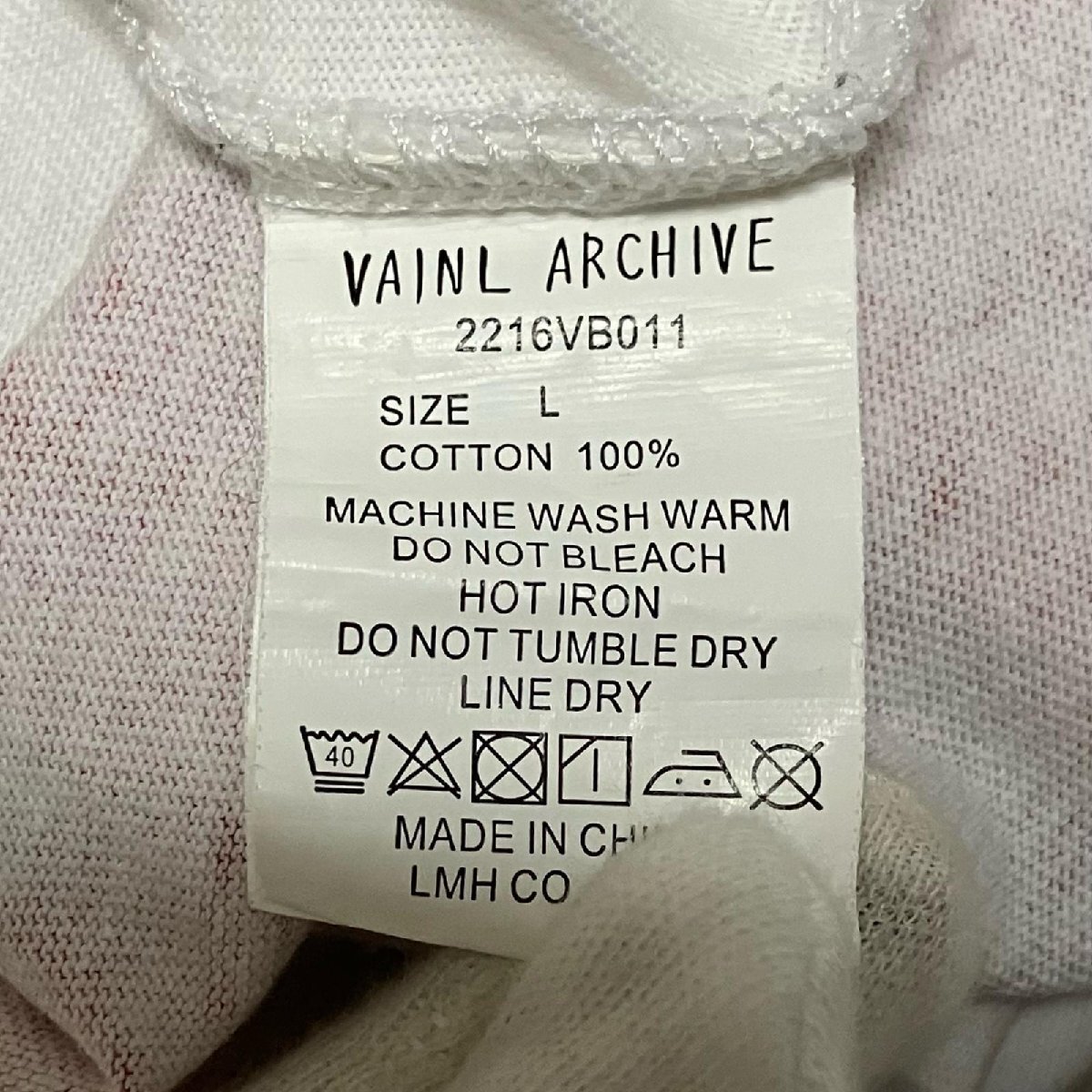 ○1円 送料無料 vainl archive 長袖Tシャツ コットン100% ホワイト メンズ Lサイズ 長袖Ｔシャツ_画像6