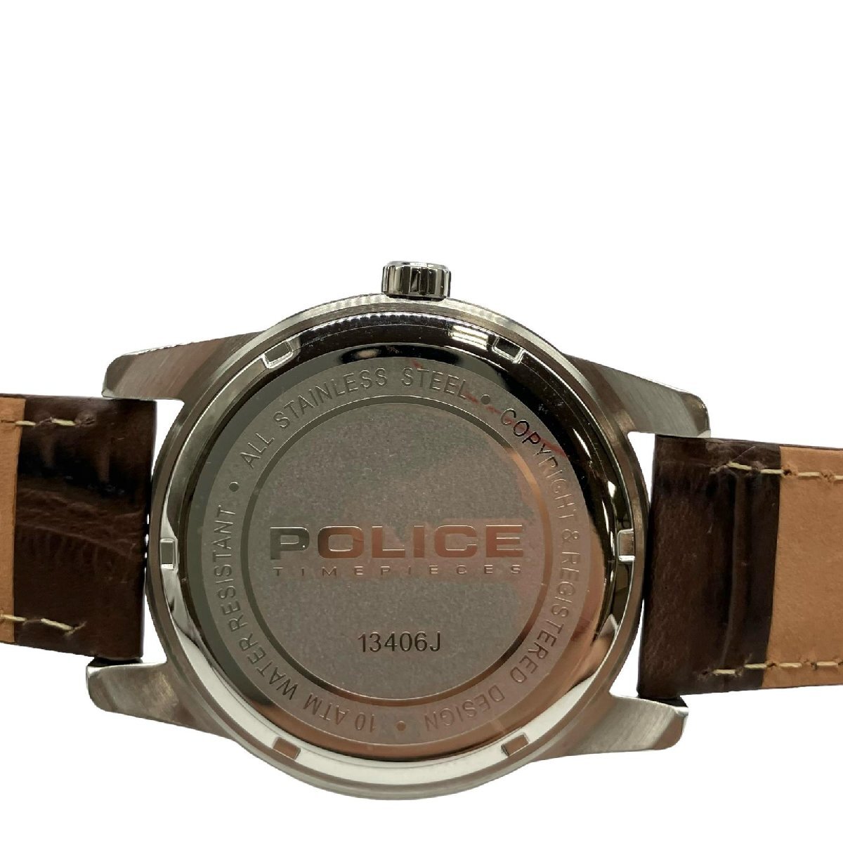 POLICE クォーツ 腕時計 13406J 革ベルト 茶系 自動巻き メンズ_画像5