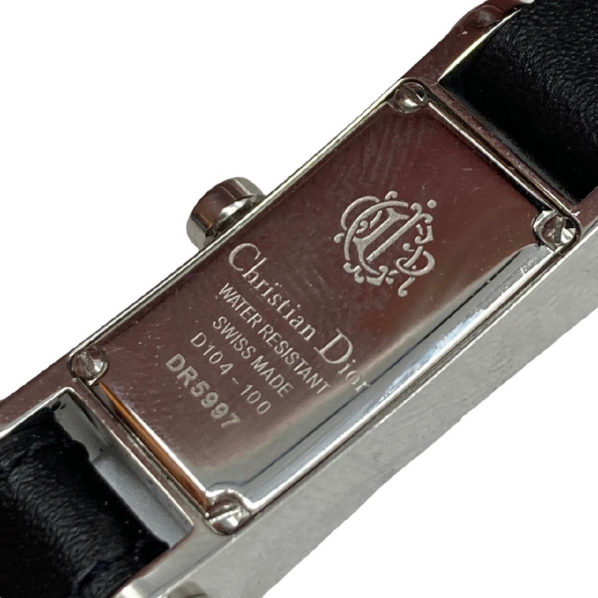 1円 ディオール 型番 D104-100 アールデコ スクエア ブレスレット レザー 腕時計の画像4