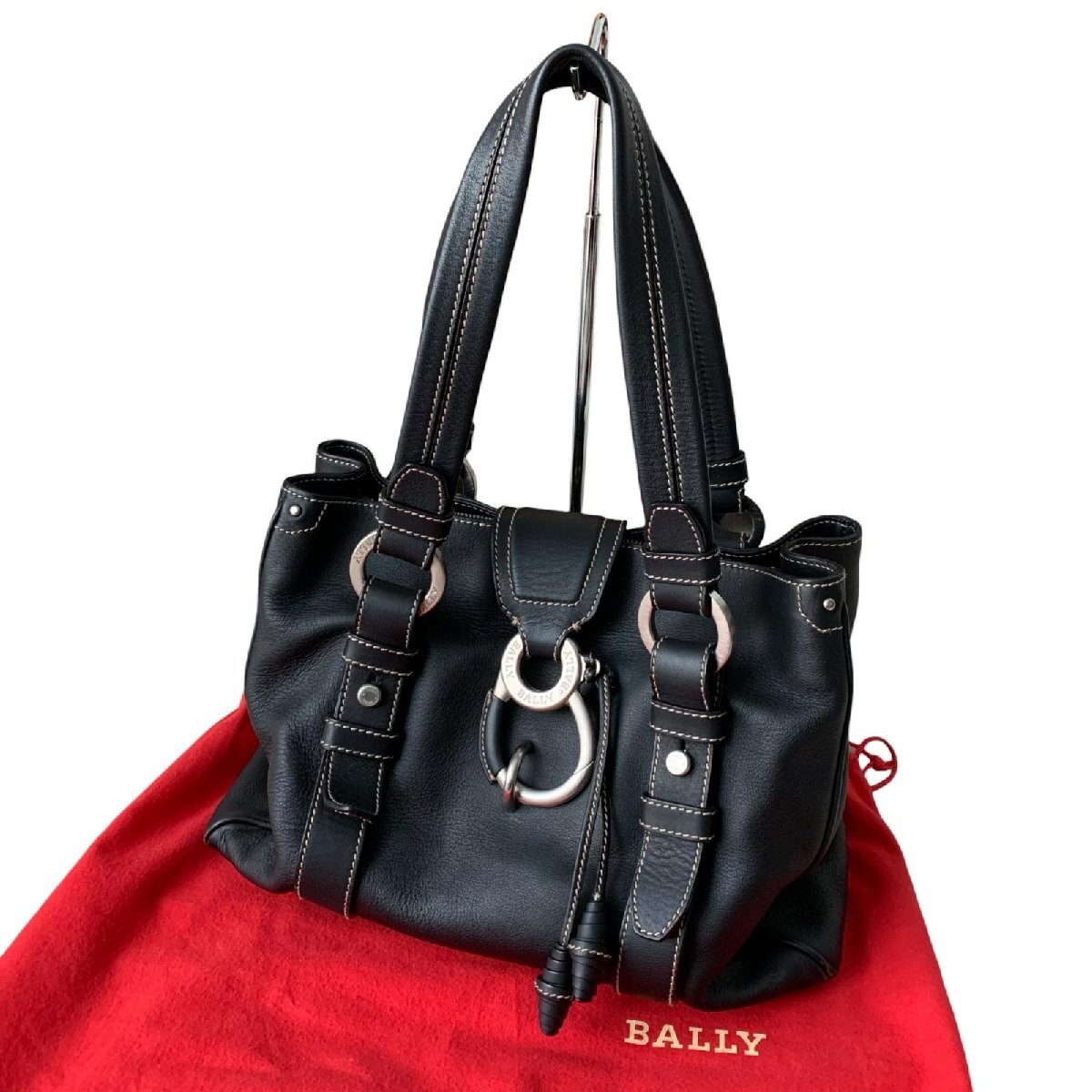 BALLY バリー ベルトデザイン ハンドバッグ トート ブラック レザー_画像1