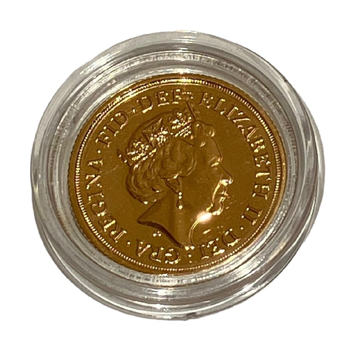 2022年 イギリス エリザベス2世 在位70周年記念 プラチナ・ジュビリー 1ソブリン 金貨 プルーフ PG 8.0g K22 1200枚_画像1