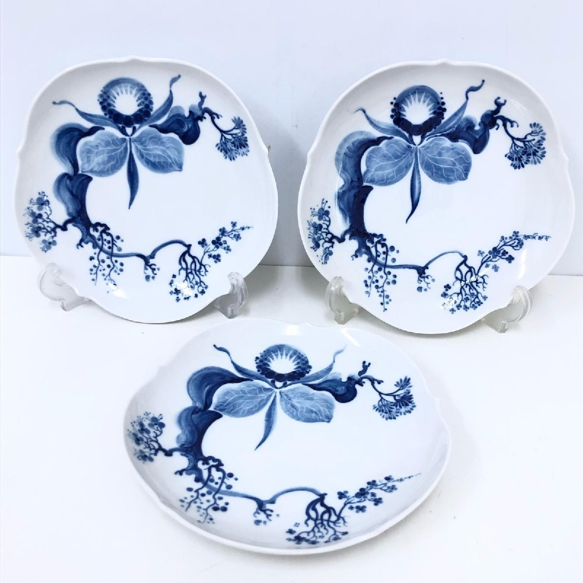 ☆１円マイセン Meissen ブルーオーキッド プレート 17cm 3枚セット_画像2