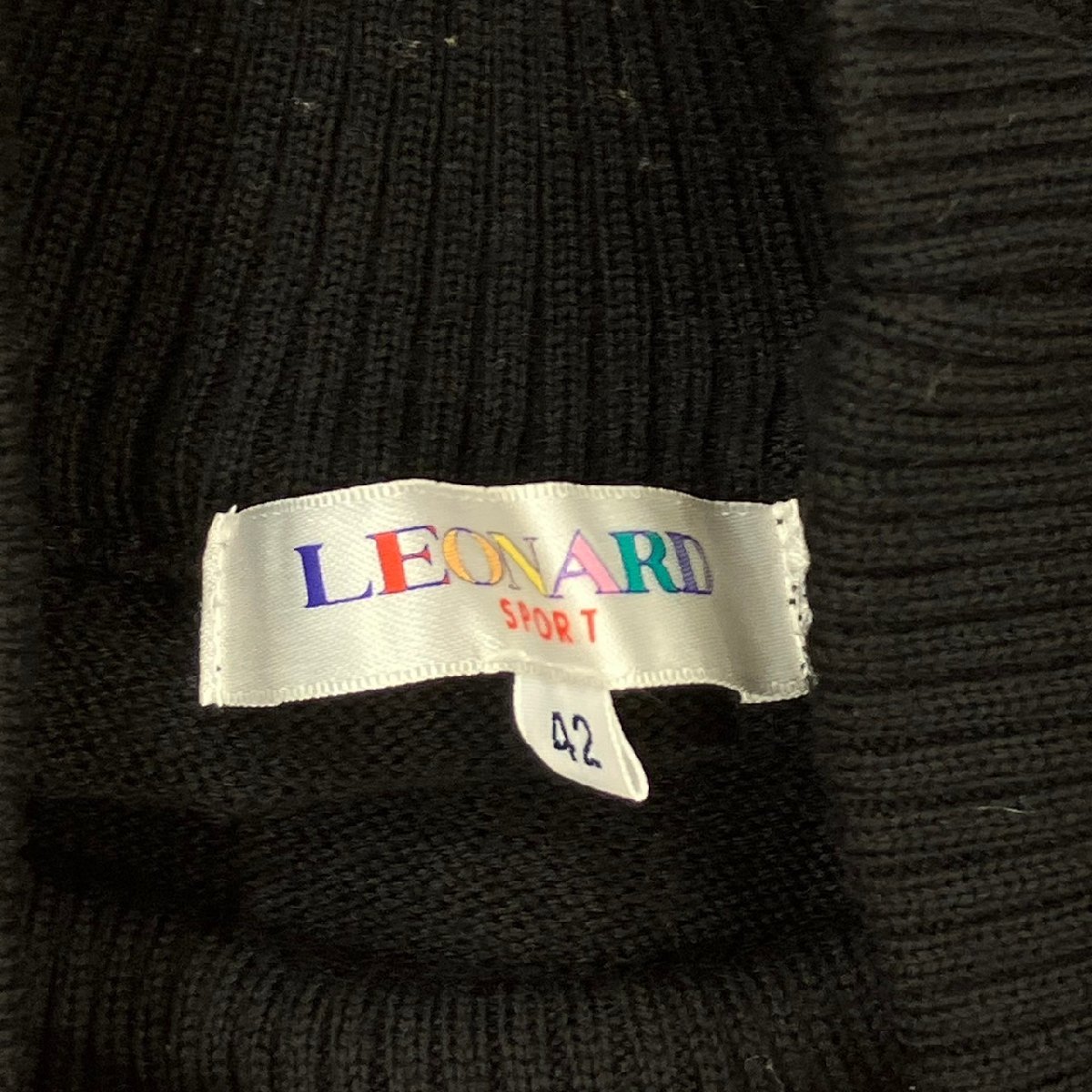 LEONARD レオナール スポーツ ボートネックセーター フラワー刺繍デザイン ブラック 42_画像5