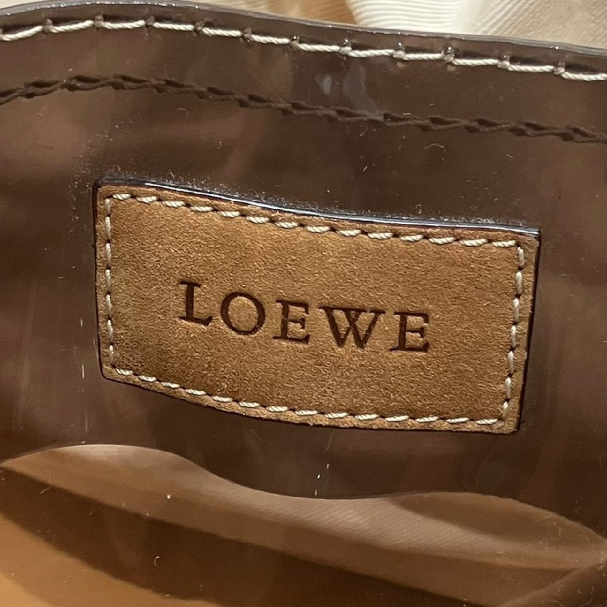 LOEWE ロエベ アナグラム レザー×ビニールトート トートバッグ ブラウン系の画像10