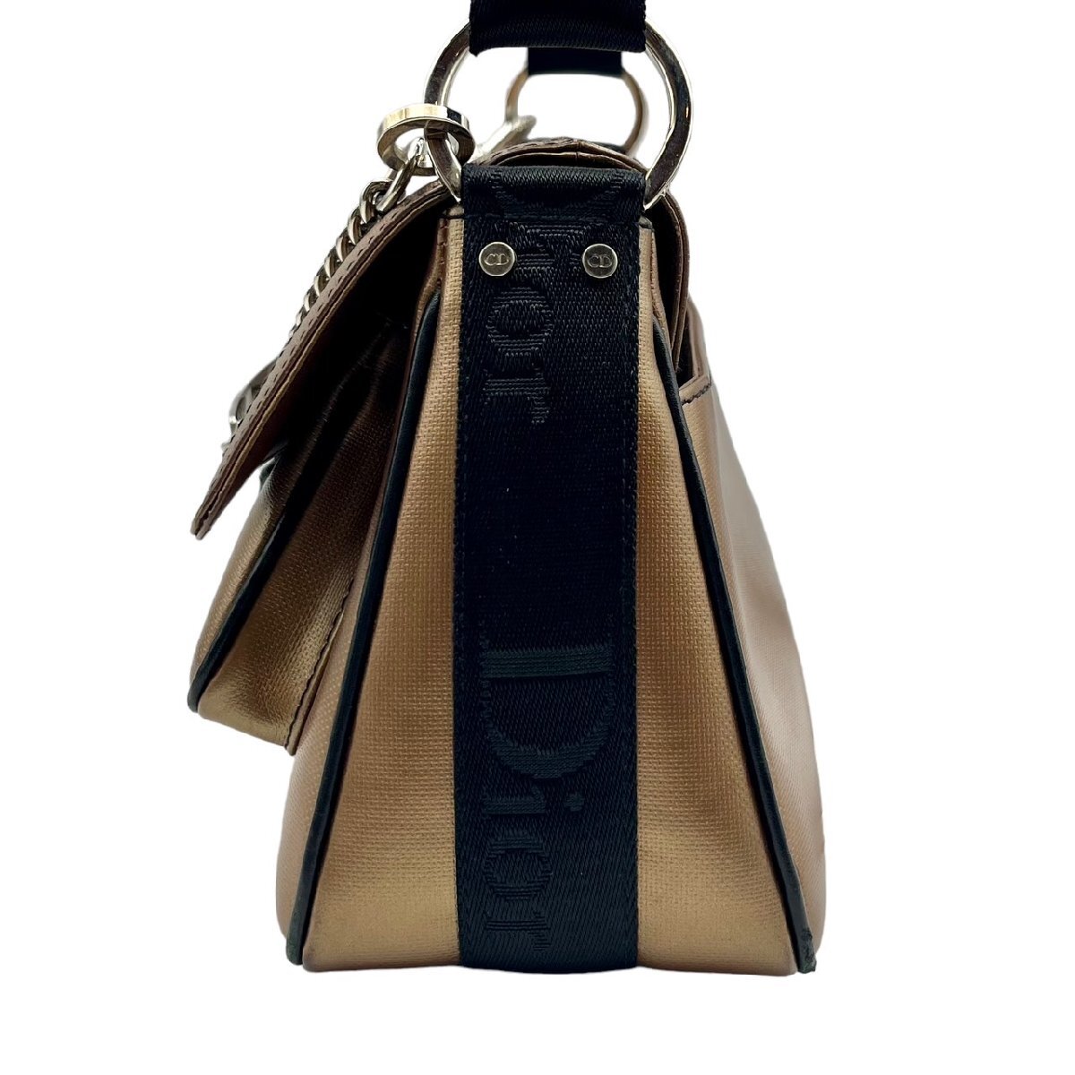 Dior ディオール ハードコア ラインストーン ショルダーバッグ PVC ゴールド レディース_画像2