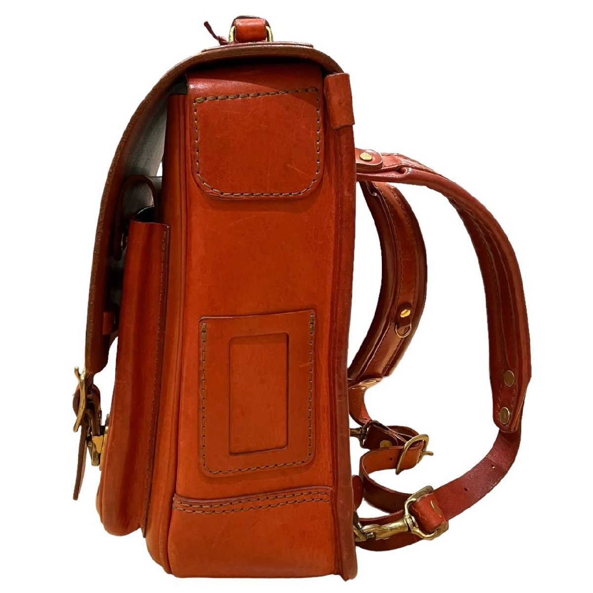 HERZ hell tsu hard leather rucksack knapsack vertical red preliminary metal fittings attaching 