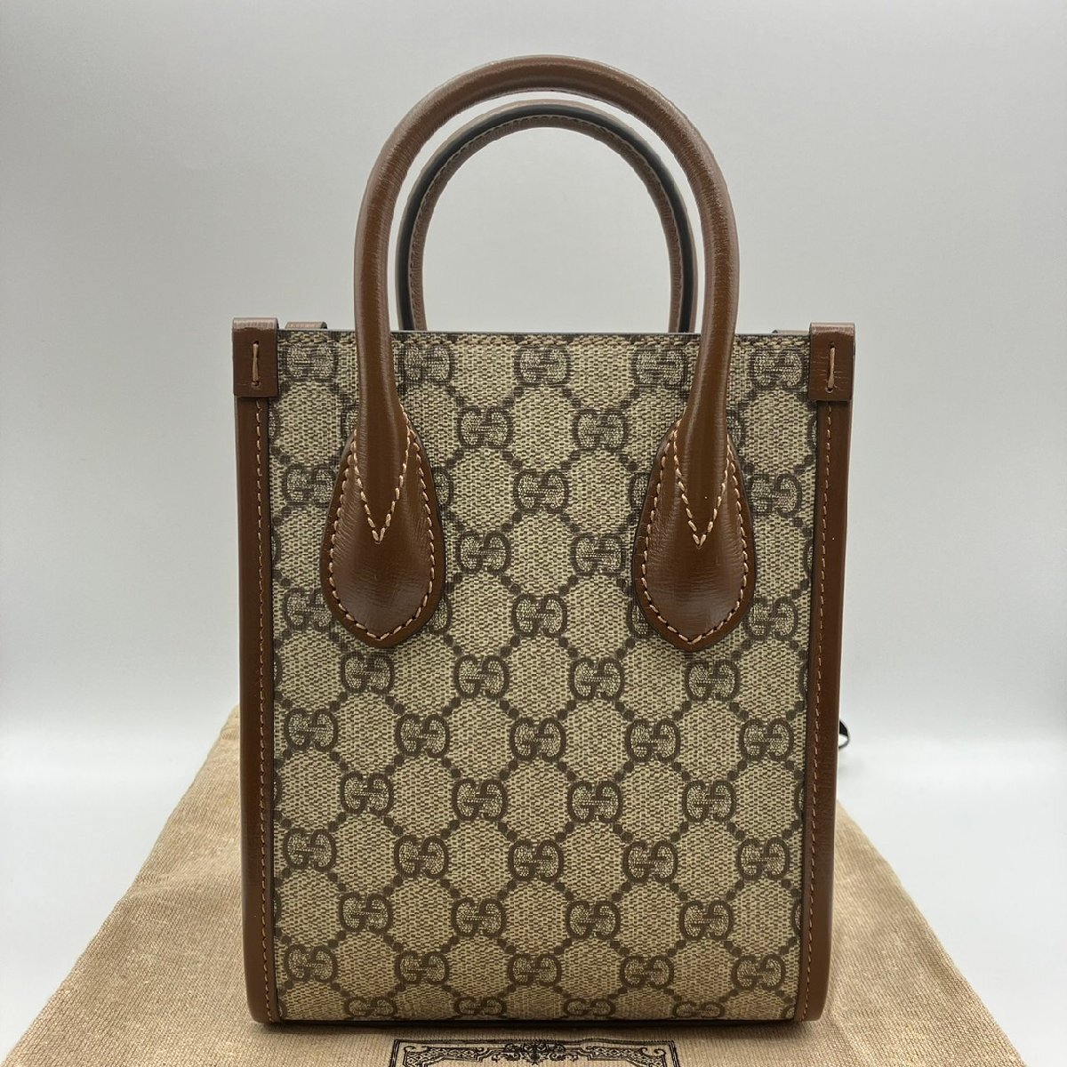 GUCCI グッチ GGスプリーム インターロッキング 671623 2WAY ショルダーバッグ ベージュ×ブラウン_画像3