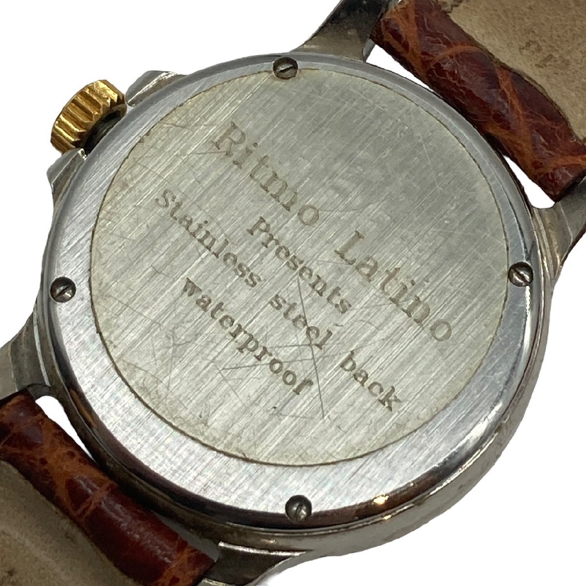 1円 リトモラティーノ メンズ腕時計 ドームガラス風防 SS 革ベルト 腕時計の画像4