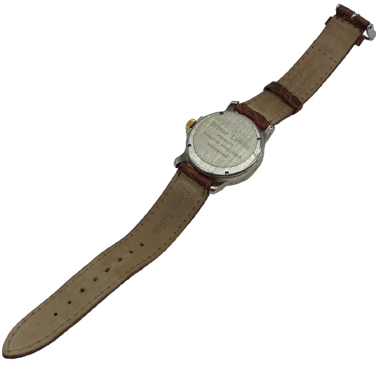 1円 リトモラティーノ メンズ腕時計 ドームガラス風防 SS 革ベルト 腕時計の画像6