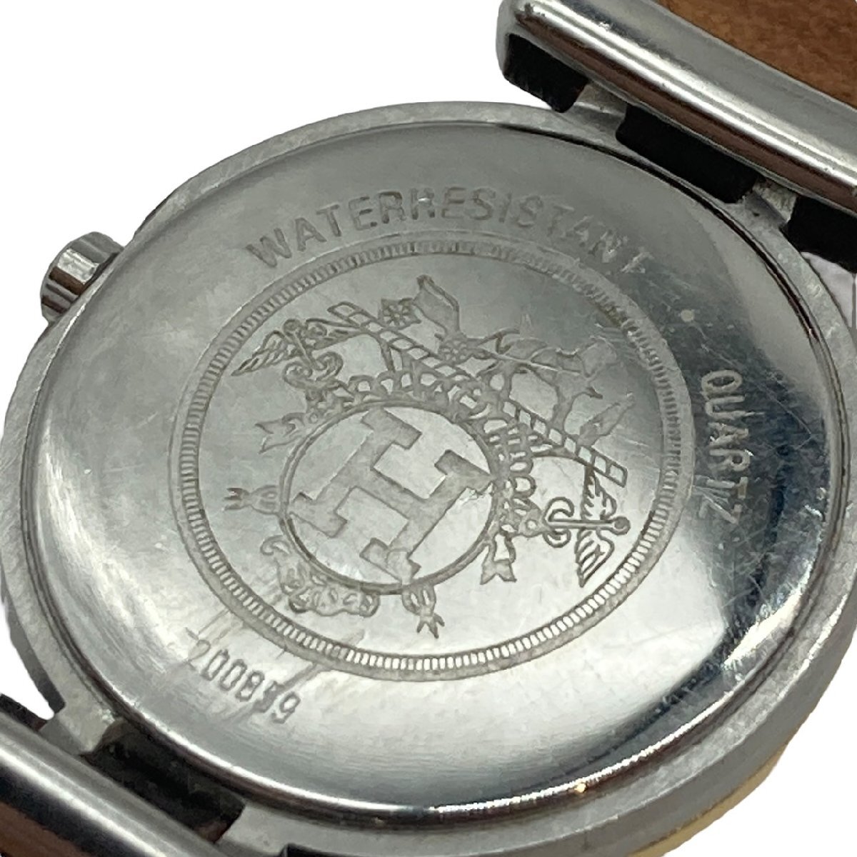 1円 エルメス ウィンザー QZ 白文字盤 社外ベルト デイト 腕時計の画像4