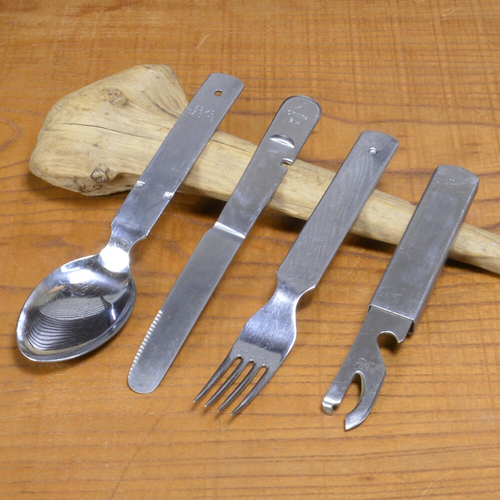  Germany army discharge goods cutlery 4 pcs set made of stainless steel Flat type army payment lowering cutlery set tableware camp outdoor 