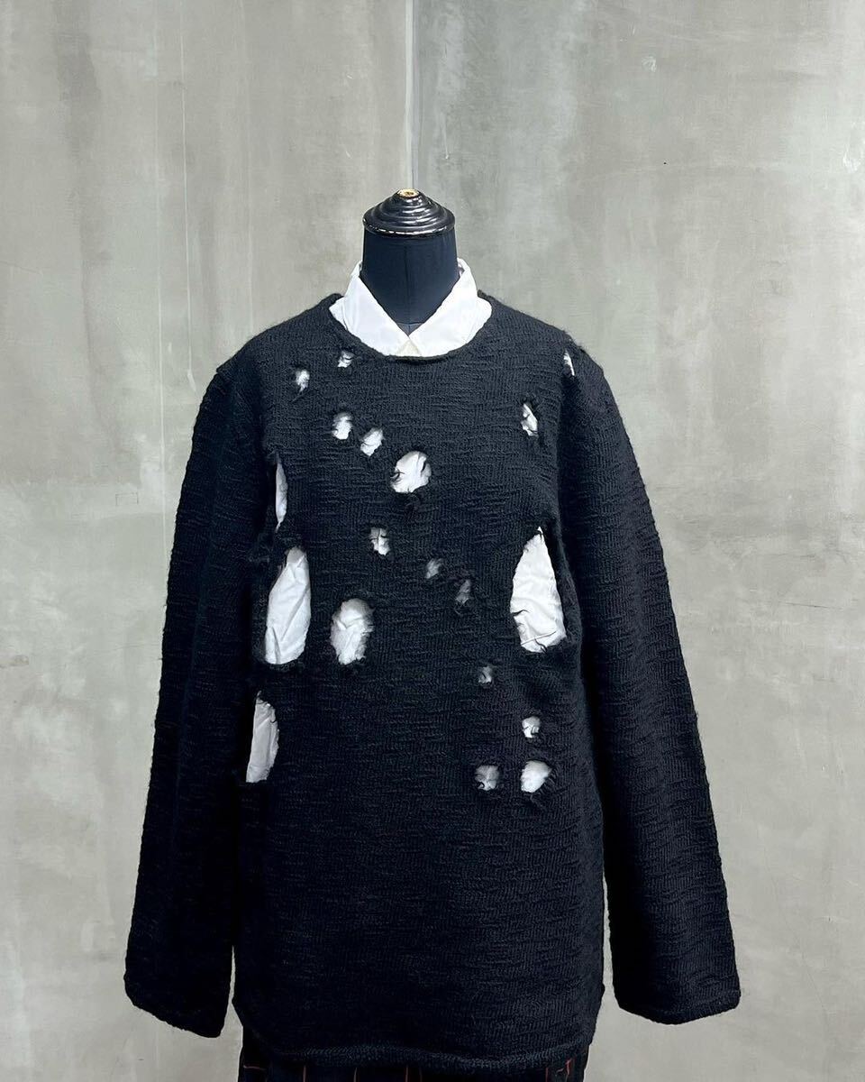 ブラックコムデギャルソン BLACK COMME des GARCONS 穴あきニット ダメージニット Lサイズ ブラック コムデギャルソン セーター 穴開き 黒