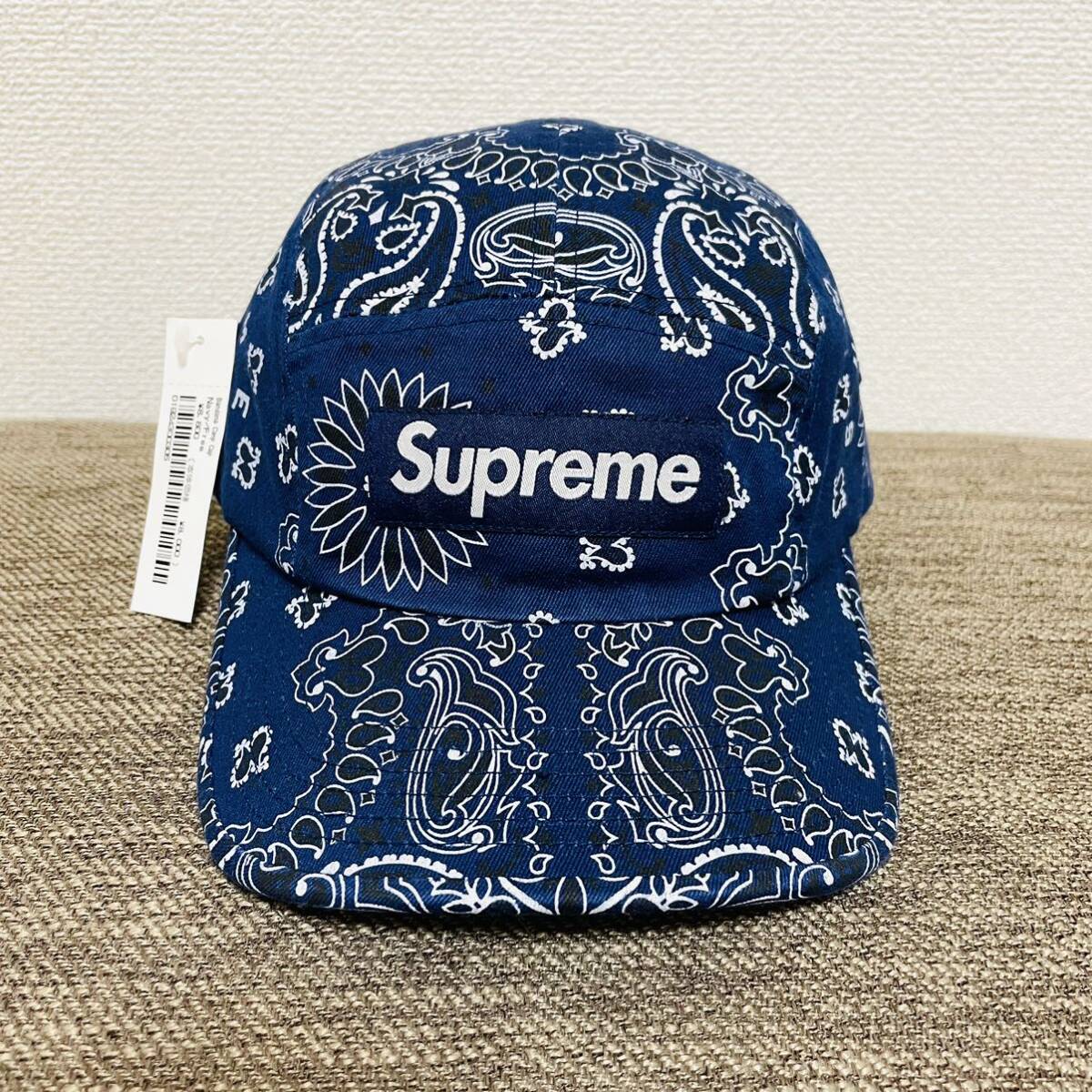 新品 Supreme Bandana Camp Cap Navy 21ss 2021年 ネイビー バンダナ キャンプ キャップ ボックスロゴ ペイズリー 新品未使用 タグ付き_画像1