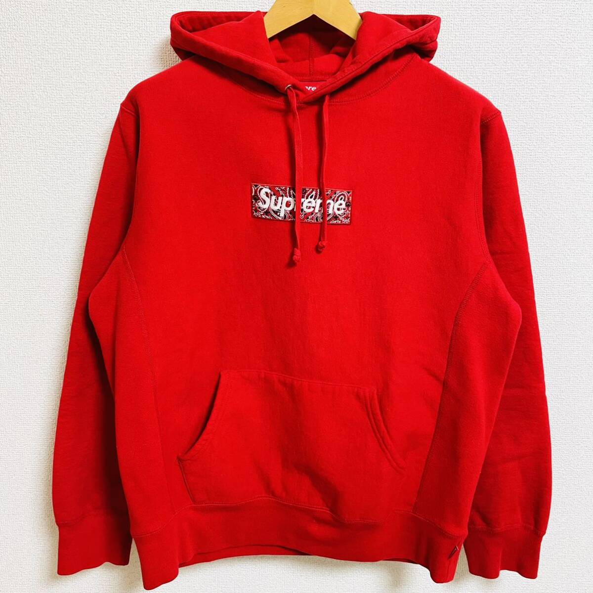 Supreme Bandana Box Logo Hooded Sweatshirt Red M 19aw 2019年 レッド バンダナ ボックスロゴ フーデッド スウェットシャツ ペイズリーの画像1