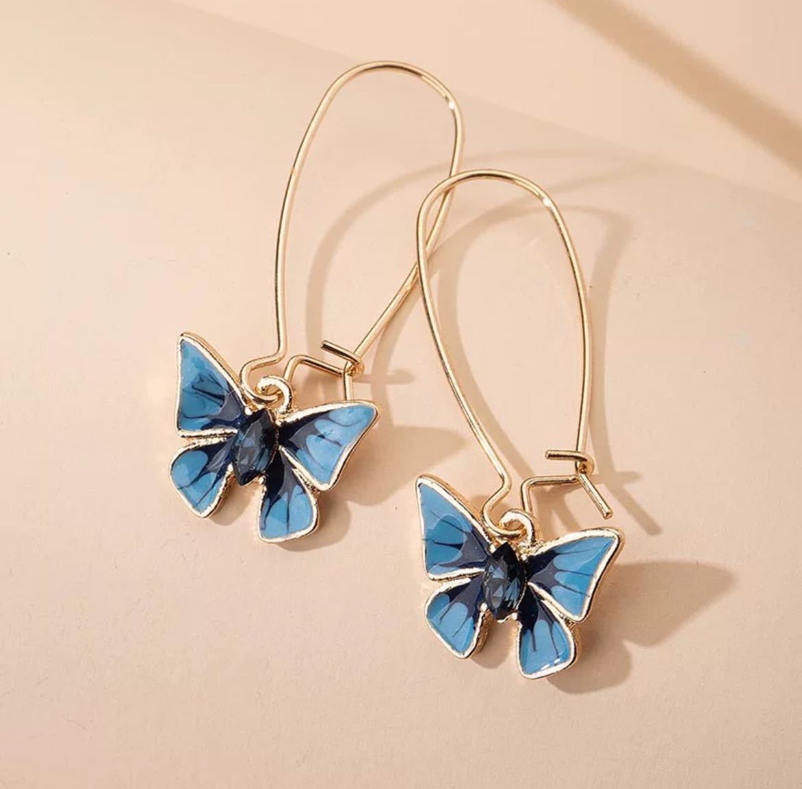  new goods unused blue butterfly ... earrings blue Korea 