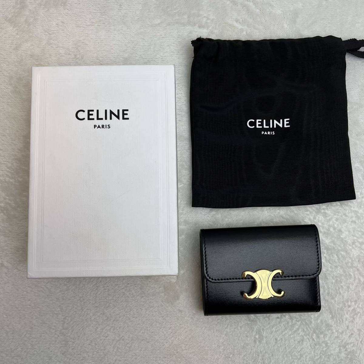 極美品 CELINE セリーヌ トリオンフ 財布 ウォレット ブラック 黒