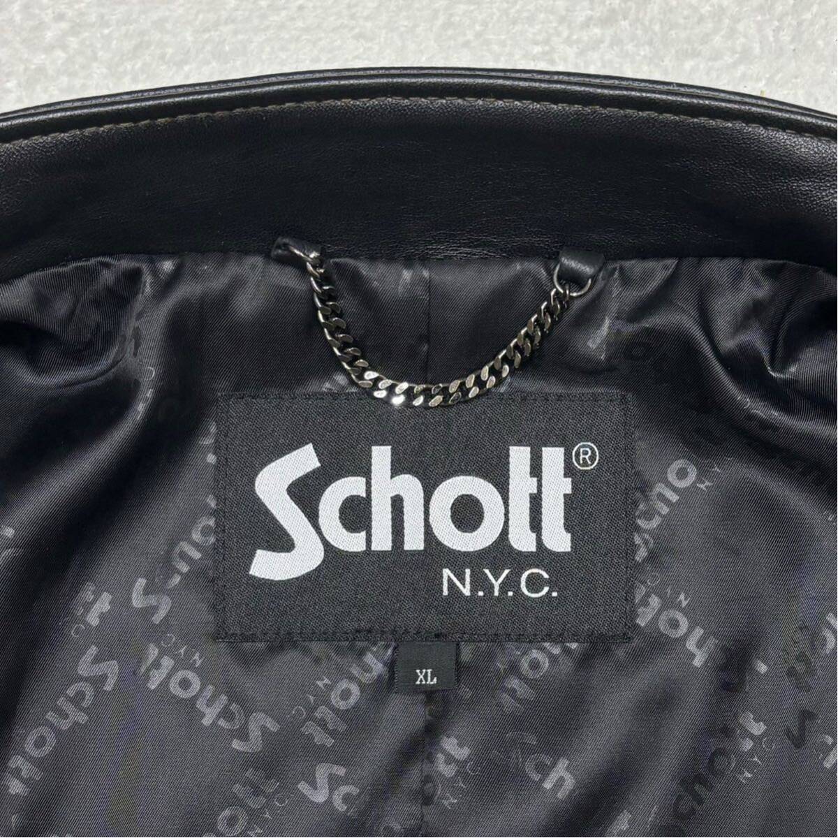 極美品 Schott ショット ラムレザー シングル ライダース カフェレーサー_画像6