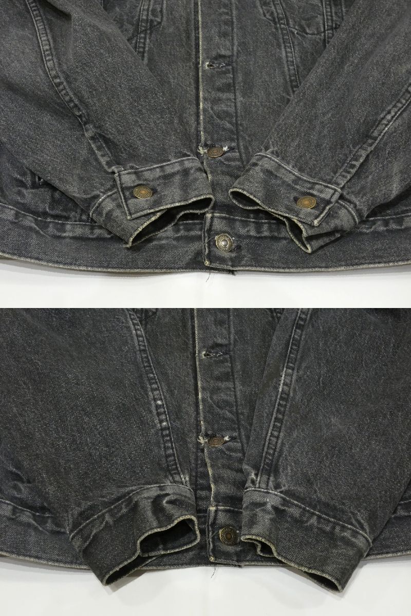 レア USA製 80s ビンテージ Levi's リーバイス 57508-0256 メタリカ フルパッチ カスタム 先染め ブラック デニム ジャケット Gジャン XL_画像6