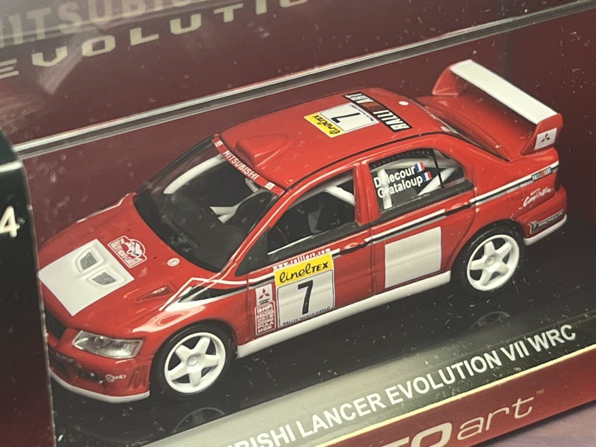 絶版AUTOart 1/64 三菱 LANCER EVO Ⅶ WRC 2002 RALLY Monte #7 デルクール ミツビシ ランサー ランエボ ラリー オートアート MITSUBISHIの画像2