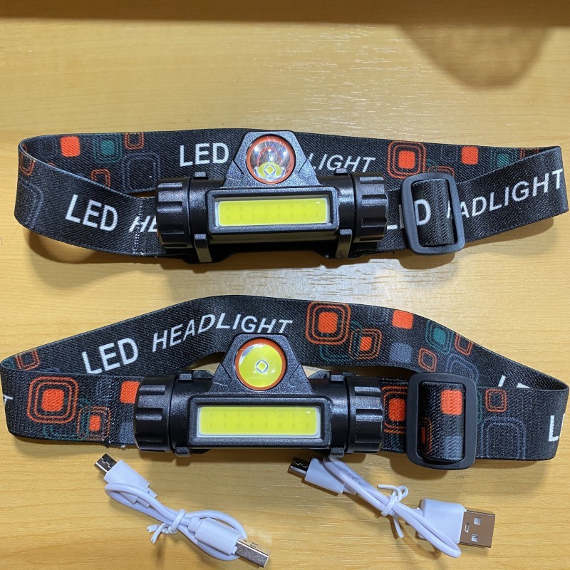 2個セット LEDヘッドライト USB充電式 90°回転 キャンプ夜釣り登山 黒の画像8