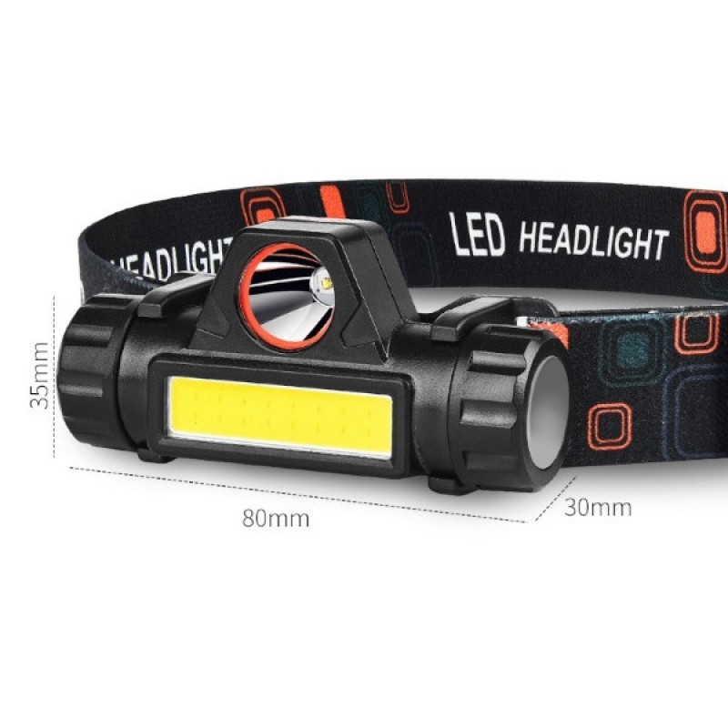 2個セット LEDヘッドライト USB充電式 90°回転 キャンプ夜釣り登山 黒の画像5