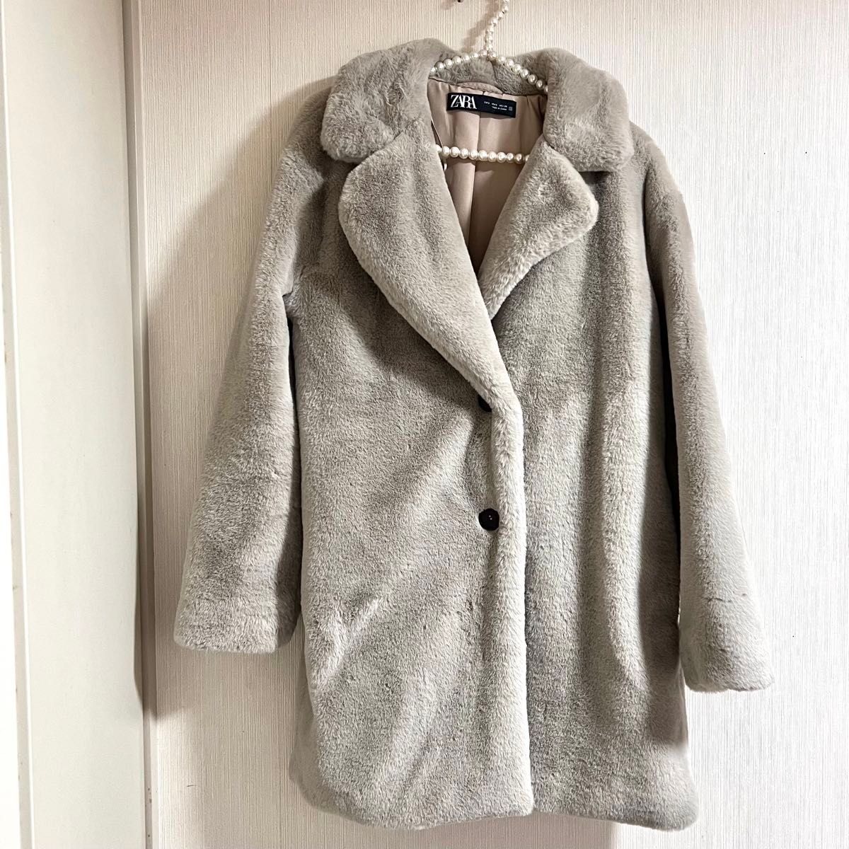 ZARA フェイクファー コート テディベアコート ブラウングレー ZARA フェイクファー コート テディベアコート ブラウングレー