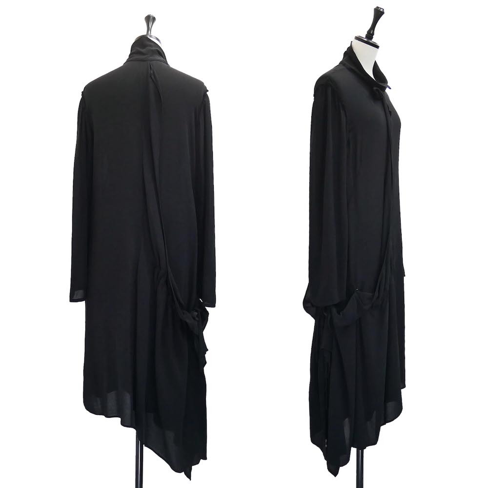 Yohji Yamamoto + NOIR 2012aw シルク ラップ アシンメトリー ラップ シャツ ワンピース　12aw ノアール ドレス レイヤード ギャザー_画像2