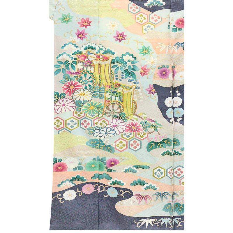 * store modified equipment after [ classic new work fea].. free * Kyouyuuzen industrial arts hand ...,book@ gold paint, hand embroidery * regular .. festival . place flower car writing super beautiful long-sleeved kimono * tall specification (10010631)