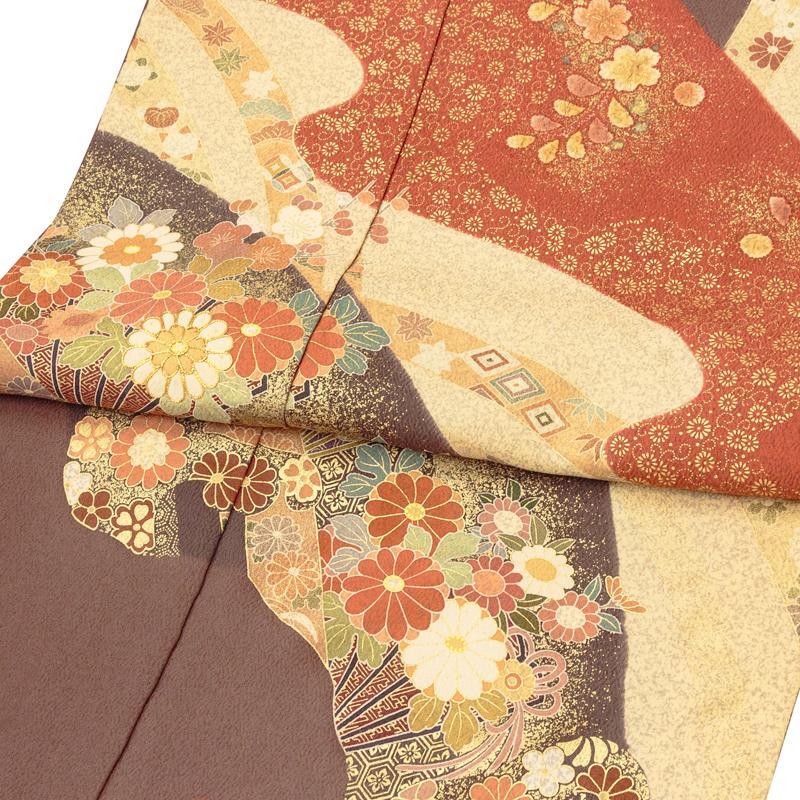* store modified equipment after [ classic new work fea].. free * Kyouyuuzen tradition industrial arts hand ..,book@ gold,. glue processing oke.* Special . four season flower,.ke flower kala aperture stop specification long-sleeved kimono (10011019)