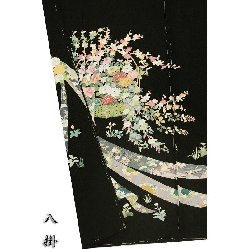 * store modified equipment after [ classic new work fea].. free * Kyouyuuzen tradition industrial arts hand .......* Special . flower basket .. festival writing .. go in kurotomesode (10009710)