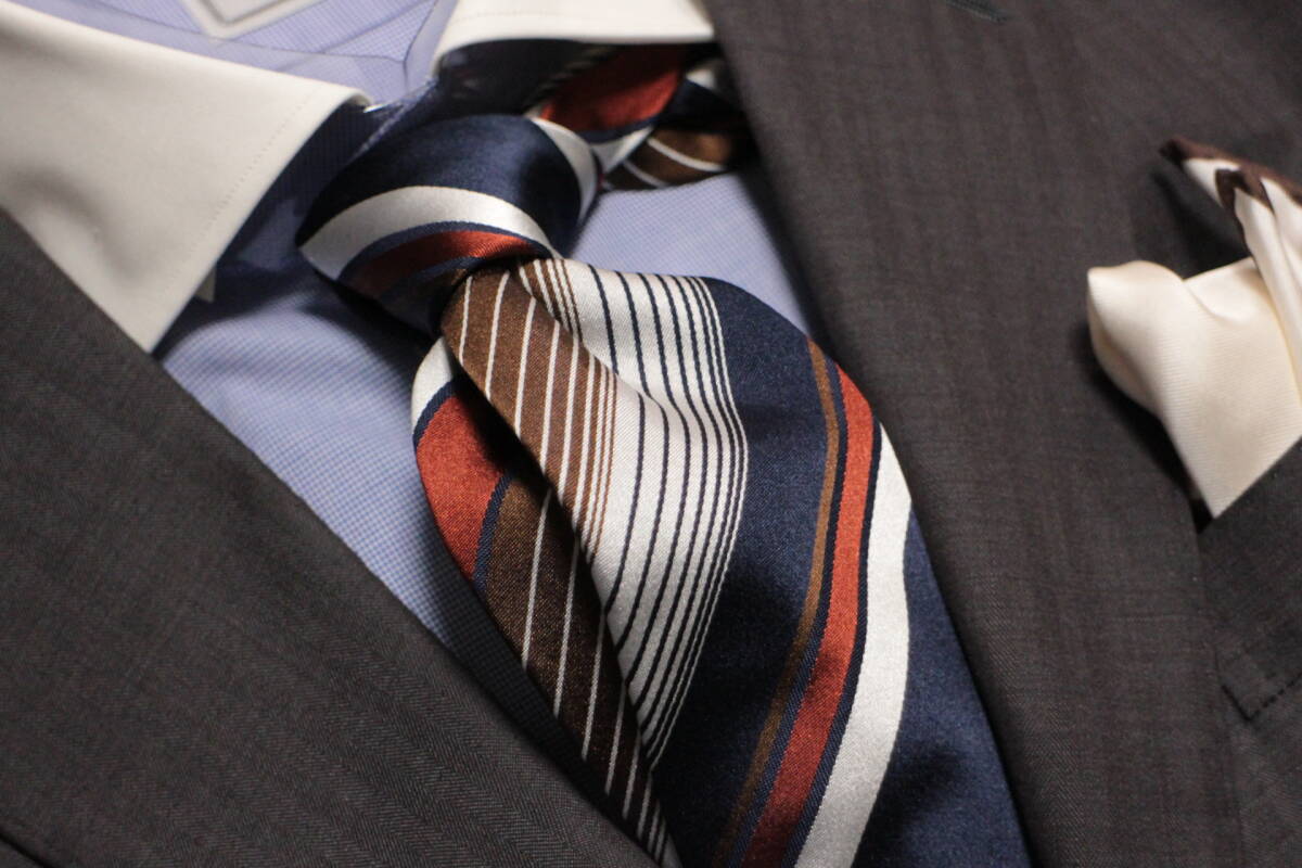  franc kobasi*. внезапный специальный заказ новый товар галстук супер . красота глянец темно-синий * orange * Brown * серебряный panel полоса полный ручная работа 