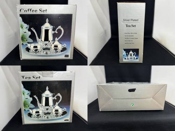 未使用 保管品 Silver Plated Tea Set ティーポット シュガーポット ミルクポット トレイ 洋食器 セットの画像9