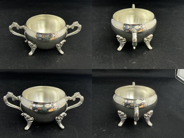 未使用 保管品 Silver Plated Tea Set ティーポット シュガーポット ミルクポット トレイ 洋食器 セットの画像2