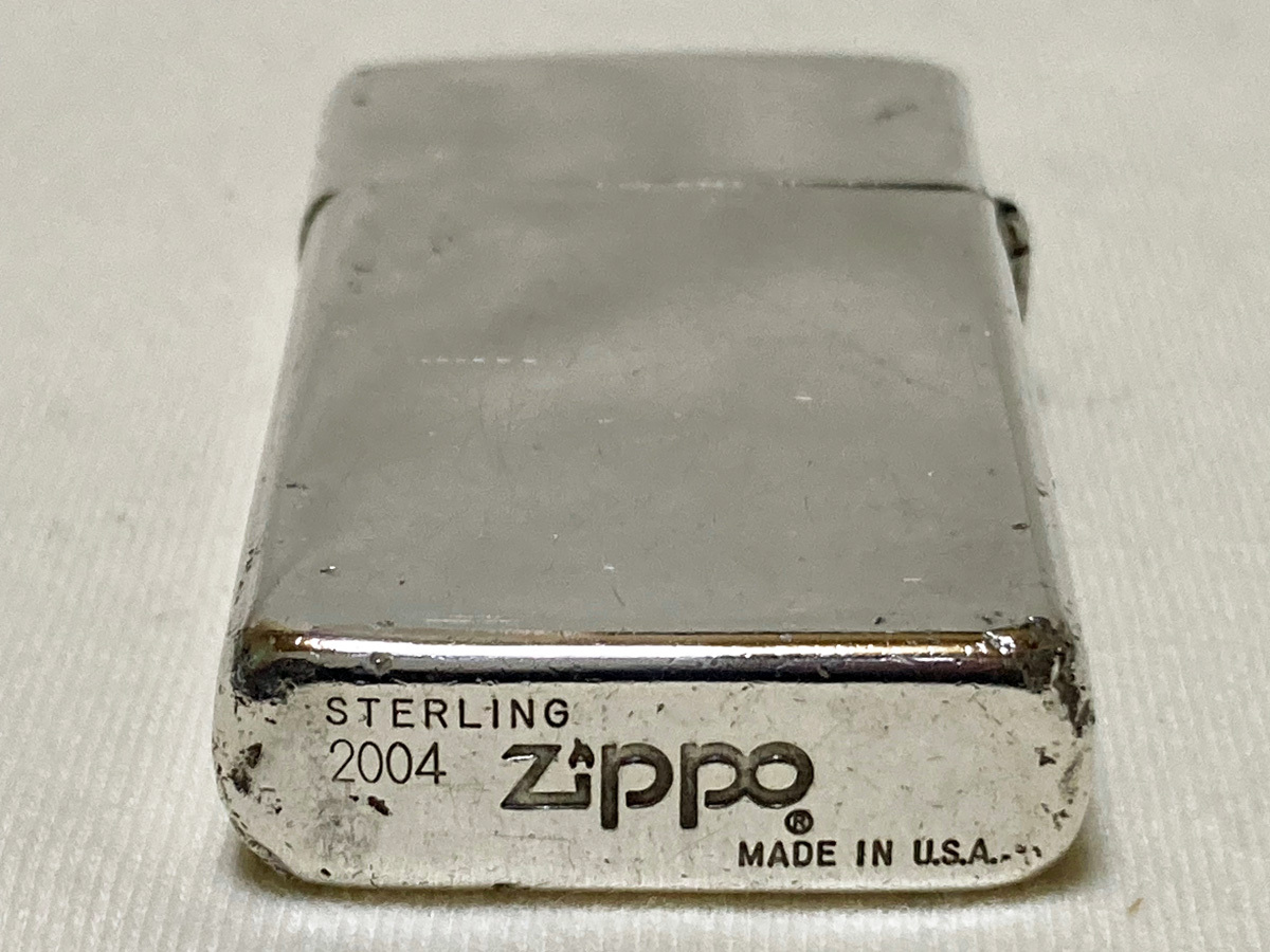 ♪純銀 ZIPPO #1500 STERLING SILVER SLIM ジッポー No.1500 スターリングシルバー 2004年製（内装2015年製）中古簡易清掃済♪_画像3